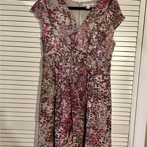 Like New Banana Republic Gray and Purple V-Neck Dress